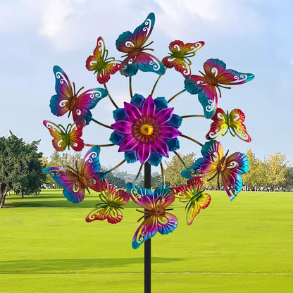 45" Butterfly Garden Wind Spinners for Yard, 12pcs Colorful Butterflies Kinetic Outdoor Decor, Wind