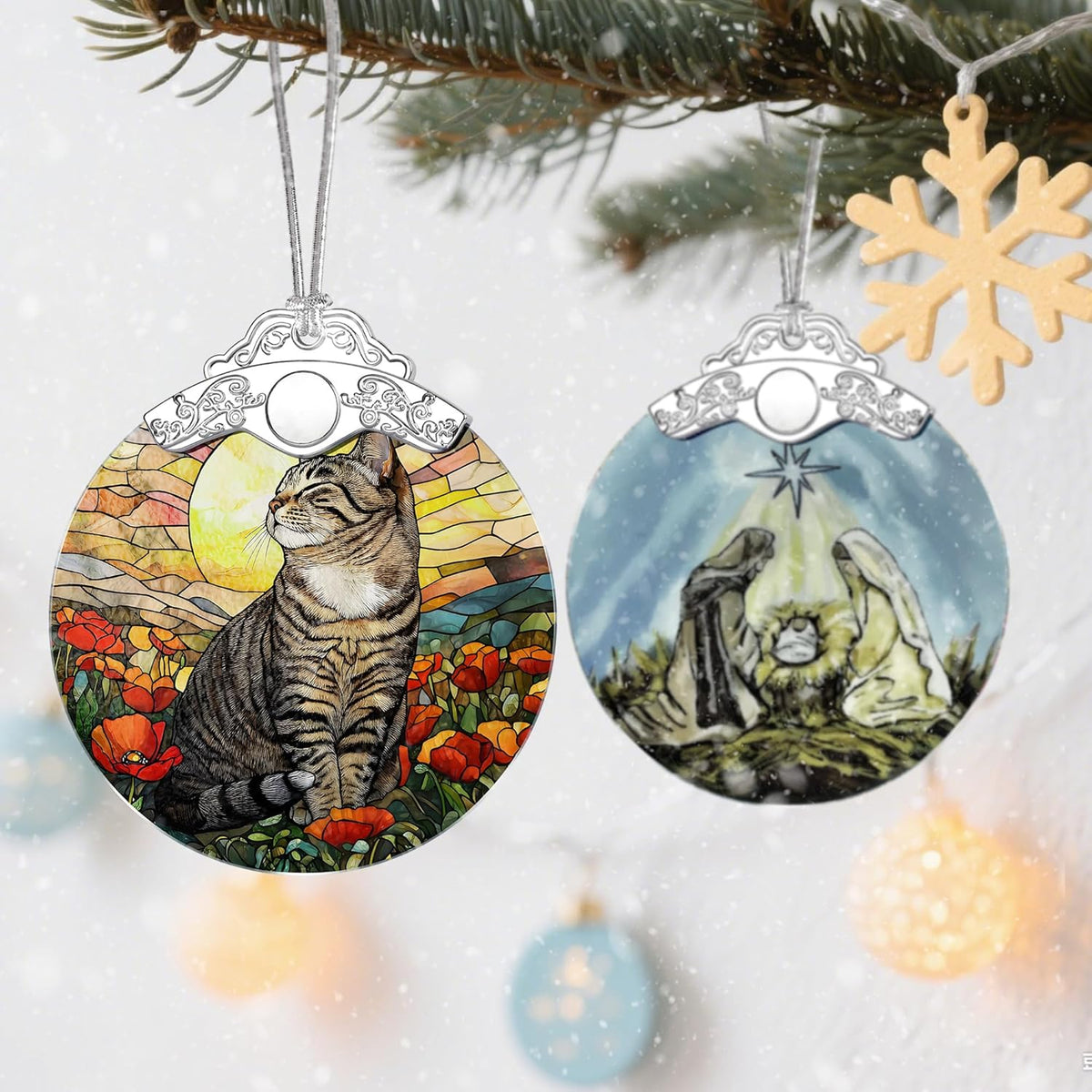 Stained Glass Ornament, Christmas Ornaments, Christmas Decorations for Tree, Holiday Ornament