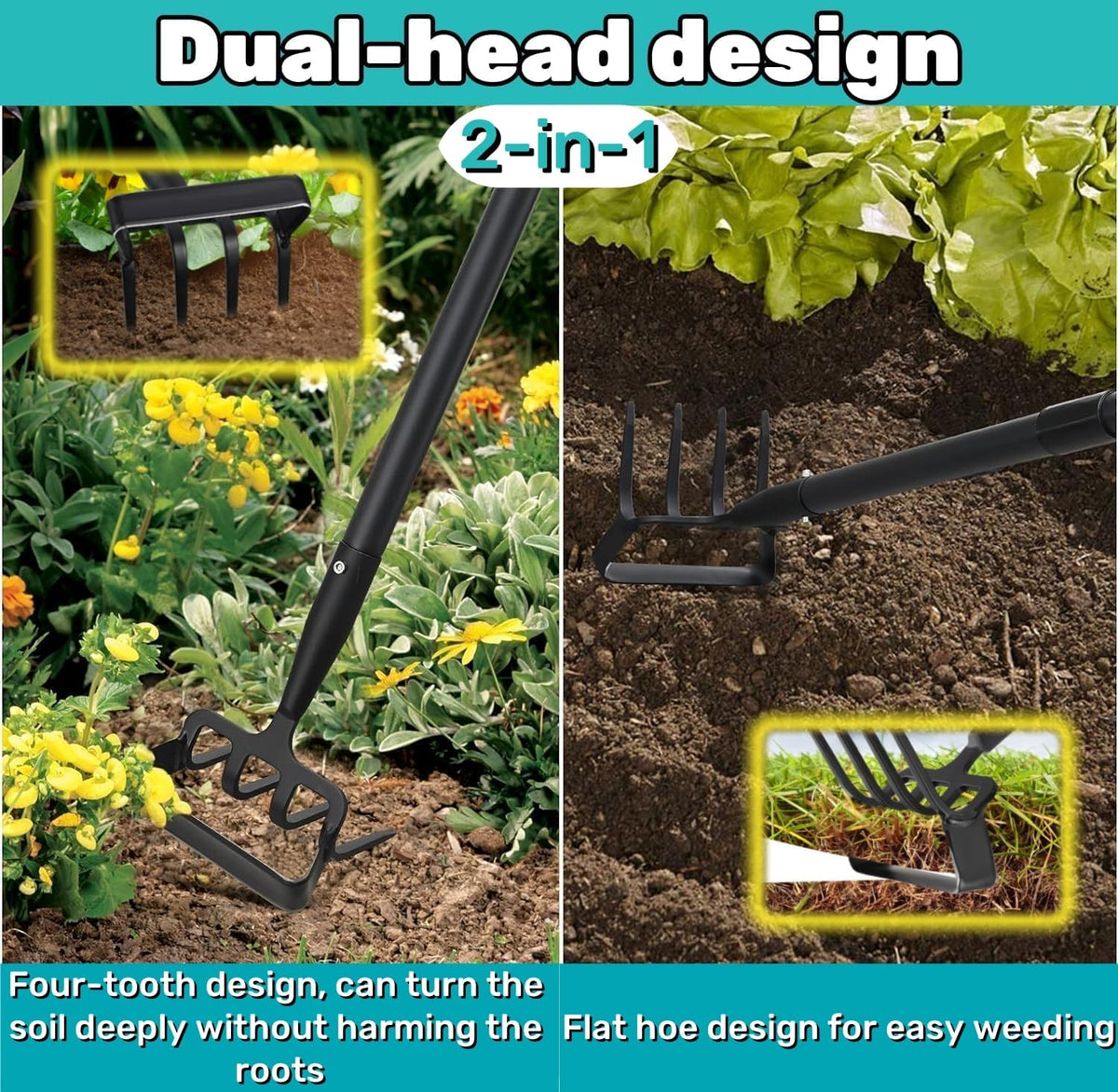 Upgraded Hula Hoe and Garden Hoe, Stirrup Hoe with Adjustable Handle for Weeding Digger loosening