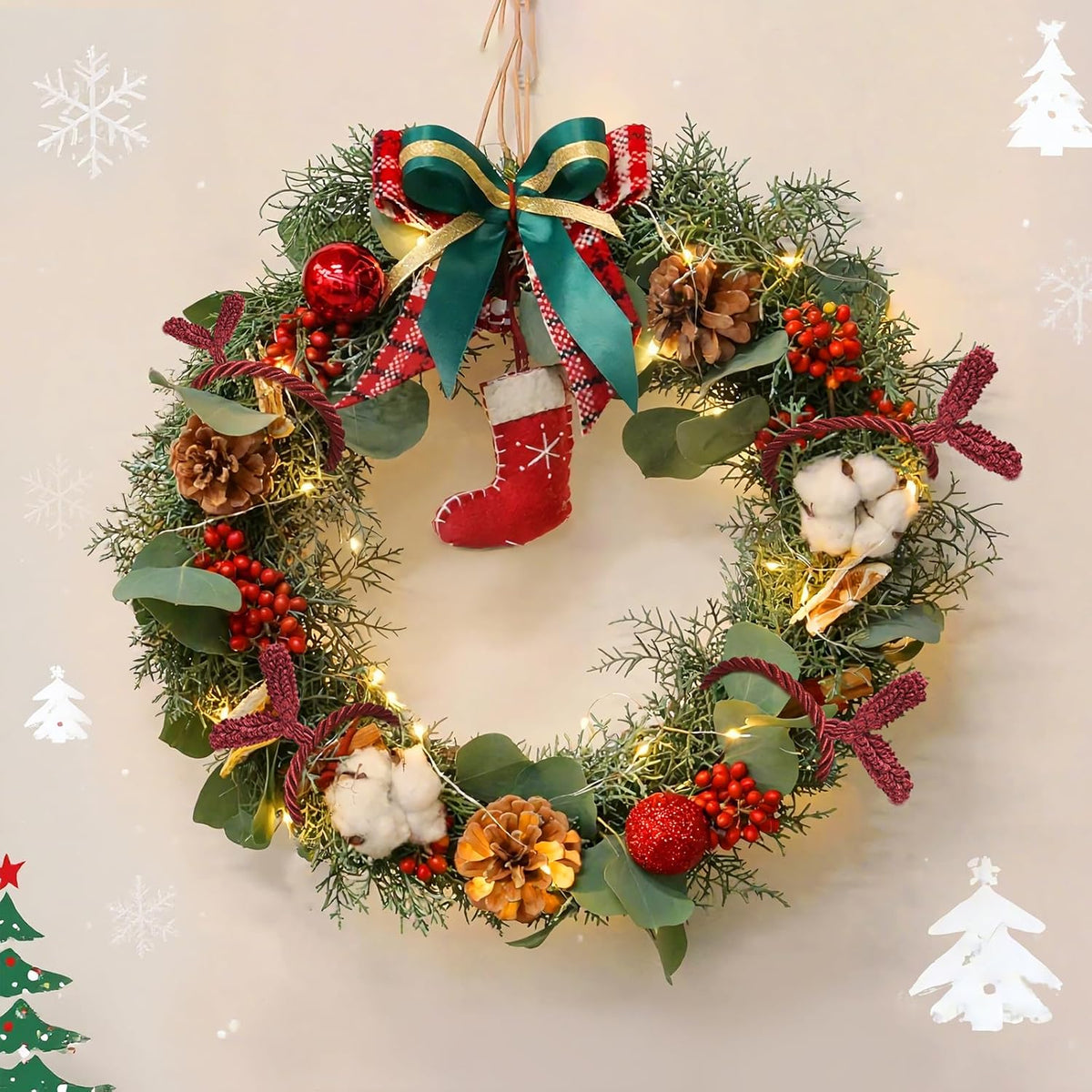 Christmas Garland Ties, 16Pcs 20in Garland Twist Ties for Banister, Reusable and Flexible