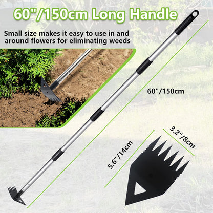 Weed Puller Tool with Long Handle, Hoe Garden Tool Weeding Rake Combo for Uprooting, Garden Hoe