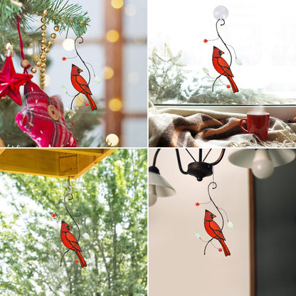 Lolitarcrafts Bigger Cardinal Stained Glass Window Hangings Cute Birds Suncathers for Window