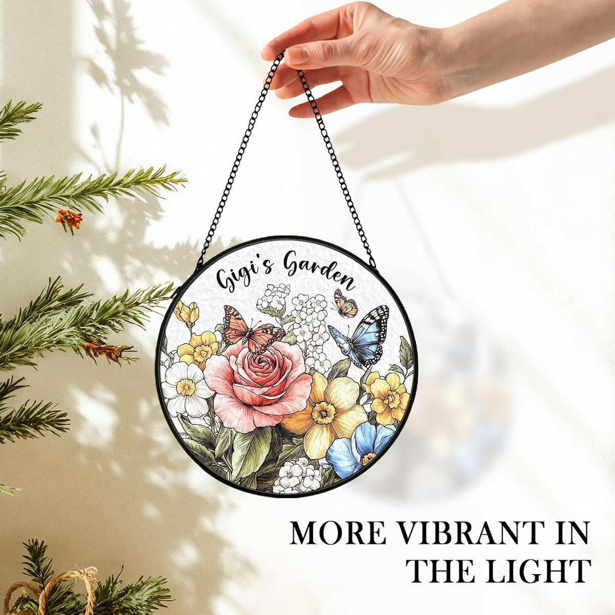 Gigi Gifts Suncatcher Stained Glass Window Hanging Decor from Grandkids, Gigi's Garden Stained