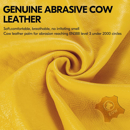Vgo... Safety Work Gloves Men,Extra-long Cuff, Cow Grain Leather,Puncture-proof, Thornproof