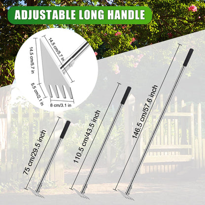 Dual Headed Hoe Garden Tool, Adjustable Long Handle Weed Puller, Stainless Steel Hoe Cultivator and