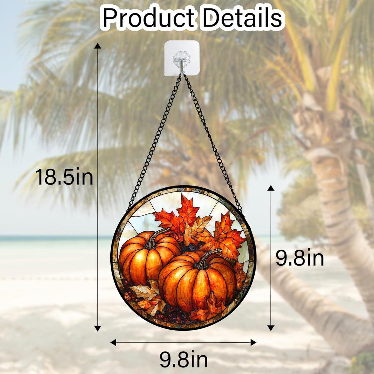 Stained Glass Window Hanging, Pumpkin Maple Leaf Suncatcher for Doors Home Sun Catchers Decoration