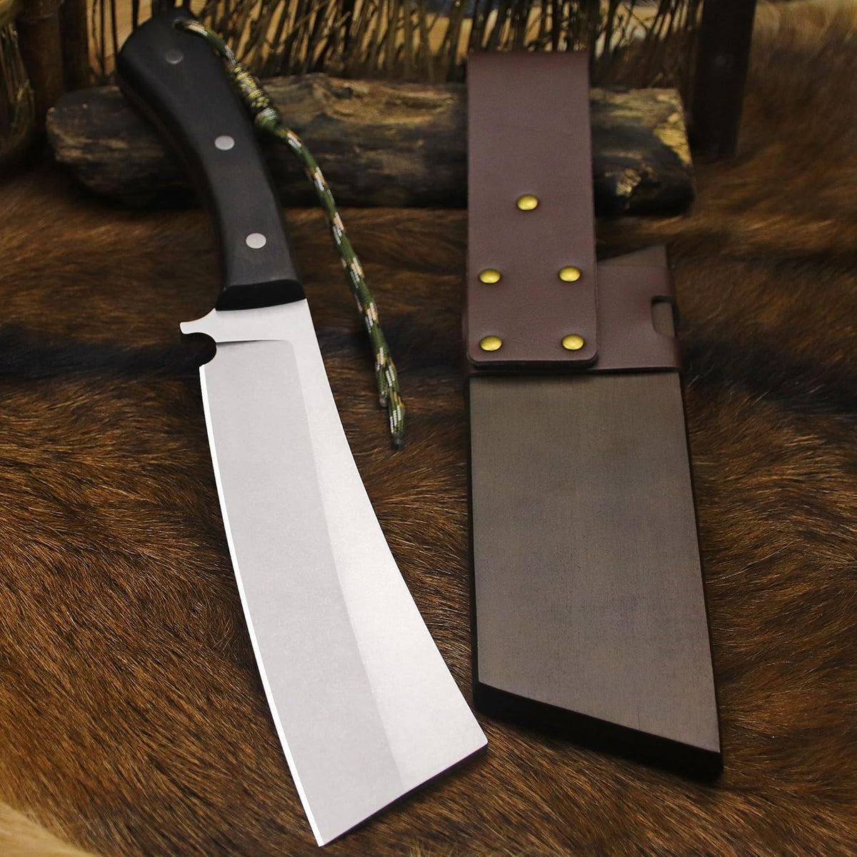 BA-KOR (Pioneer ) (14.6") DC53 steel 6mm thickened full Tang fixed knife+ Wooden sheath &(5.9IN)