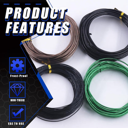 Glarks 4 Rolls Bonsai Wires Kit, 2mm 3mm 1mm 1.5mm Aluminum Bonsai Training Wire Tree Branches with