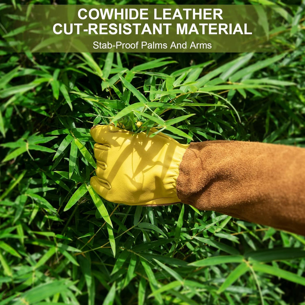 Long Gardening Gloves for Women Thorn Proof,Rose Pruning Cowhide Leather Garden Gloves for Cactus