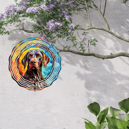 German Shorthaired Pointer Dog Wind Spinners Outdoor Dog Memorial Gifts, 3D Metal Kinetic Hanging