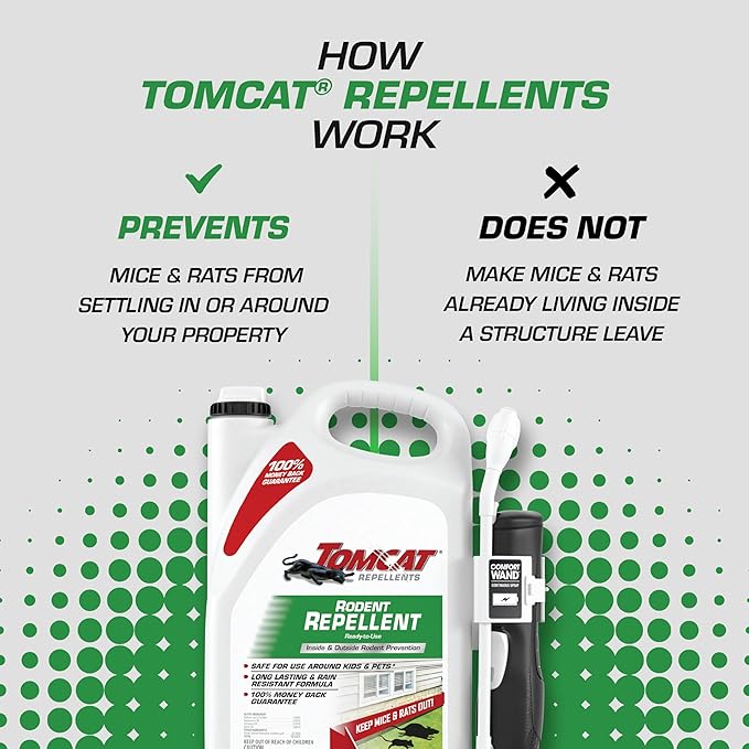 Tomcat Repellents Rodent Repellent Ready-to-Use, For Indoor and Outdoor Mouse and Rat Prevention