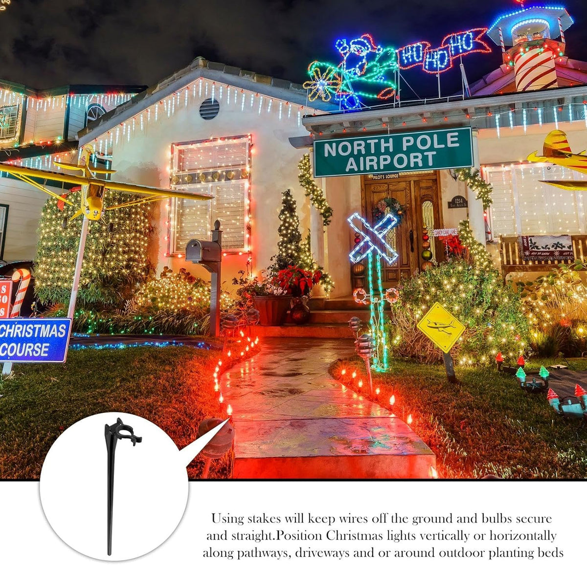Jetec 800 Pieces Christmas Light Stakes Universal Yard Lawn Holiday 7.5 Inches Light Ground Stakes