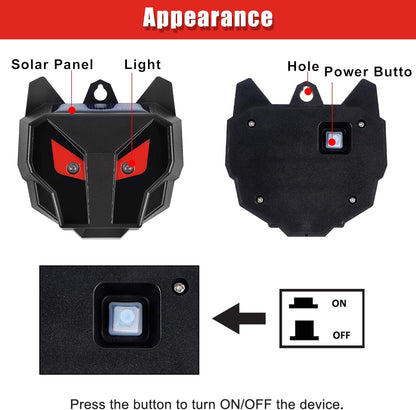 Solar Animal Repellent, Set of 4 Predator Eyes Animal Deterrent Sentinels with Red LED Blinking