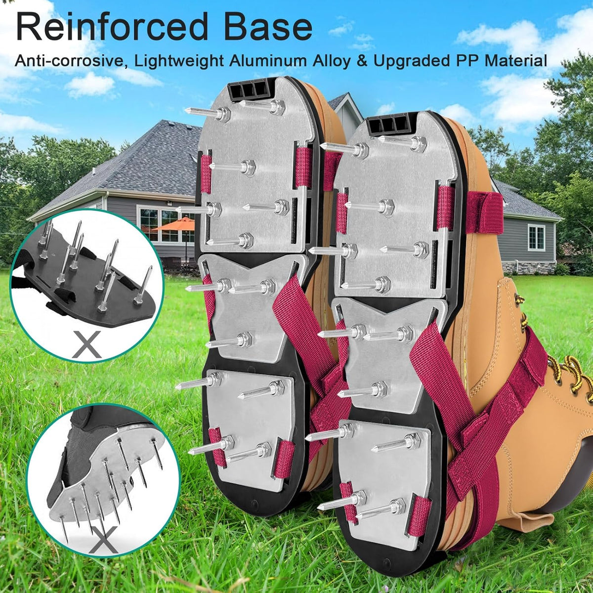 Lawn Aerator Shoes for Grass - Pre-Assembled Grass Aerator Shoes for Lawn - Soil Yard Aerator Tool