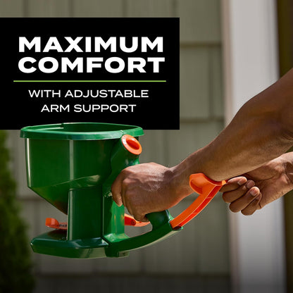 Scotts Whirl Hand-Powered Spreader for Grass Seed, Fertilizer, Salt, Ice Melt, Handheld Spreader