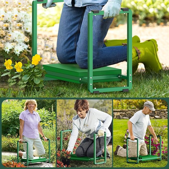 FLINTER Garden Kneeler and Seat, 10.2" Wider Heavy Duty Thick Gardening Bench for Kneeling and Seat