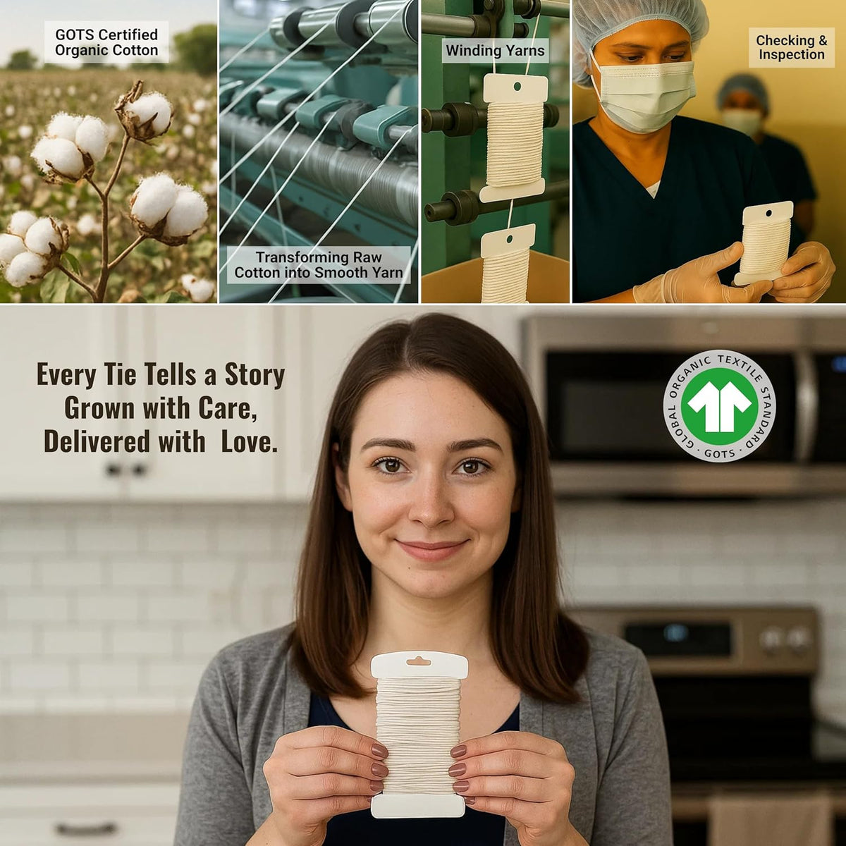 Organic Butcher’s Twine 100 Feet for Cooking & Trussing Meat– 1.2mm Heavy Duty Natural Cotton
