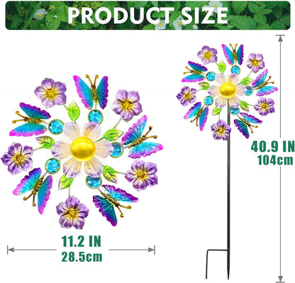 Solar Wind Spinners Outdoors for Yard and Garden - 40 Inch Metal Wind Sculpture, Outdoor Kinetic
