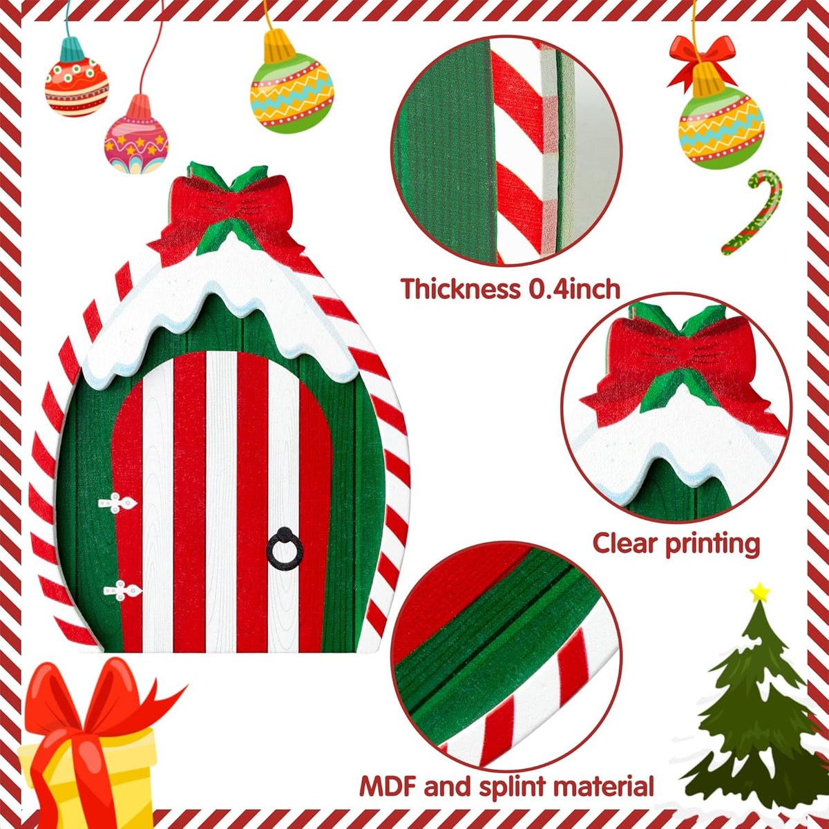 Haooryx 22Pcs Christmas Magic Wooden Miniature Fairy Doors Accessories, Christmas Elf Magic Door