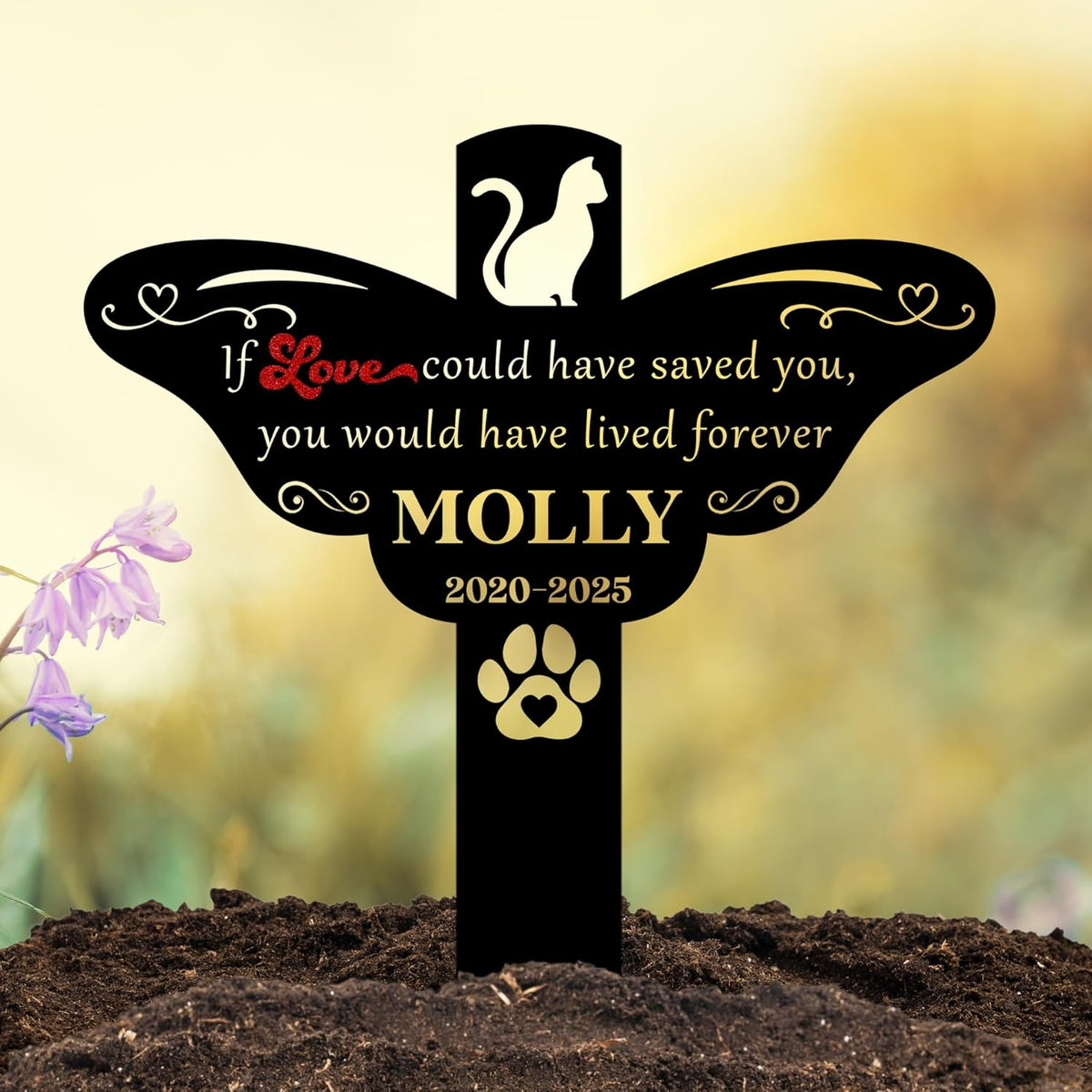 Custom Cat Grave Markers Outdoor | Personalized Pet Grave Markers| Memorial Headstone for Cat with