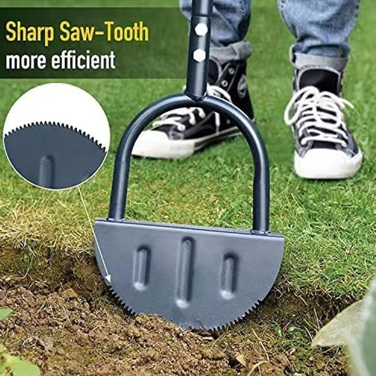 Manual Lawn Edger, Half Moon Saw Tooth Edger, Wide Pedal Garden Trimming Edging Tool for Sidewalk