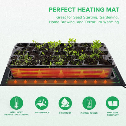 EAGLE PEAK Waterproof Seedling Heat Mat 10" x 20", UL & MET-Certified Heating Pad for Seed