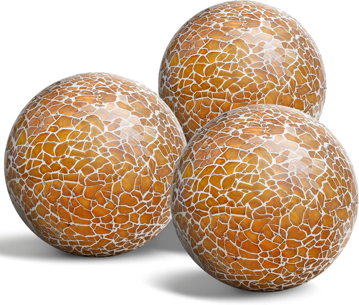 3 PCS 3.35inch Decorative Glass Orbs Mosaic Sphere Balls Bowls Vases Tray Solid Gradients