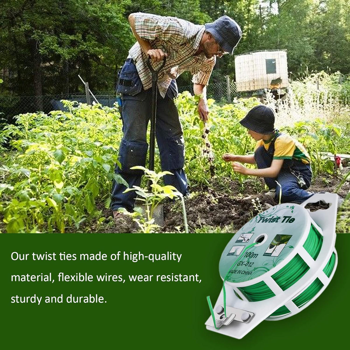 Twist Ties - All-Purpose Coated 328feet Garden Plant Ties with Trimmer Garden Twine Support Ties