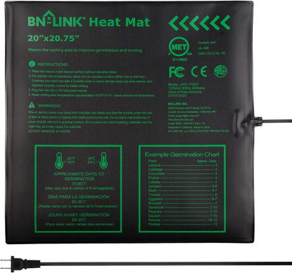 BN-LINK Seedling Heat Mat Warm Hydroponic Heating Pad Waterproof 20" x 20.75" for Seed Starting