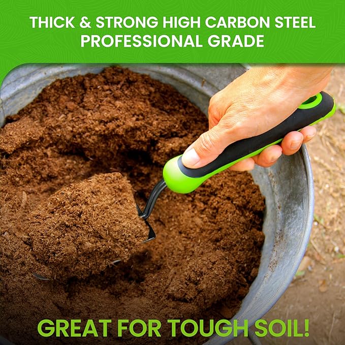 Garden Guru Garden Tool Set 3pc Hand Trowel Transplanter Cultivator – Heavy Duty Rust Resistant
