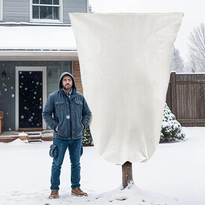 Plant Covers Freeze Protection, 1 Pack 78''× 95'' White Frost Cloths Blankets with Zipper