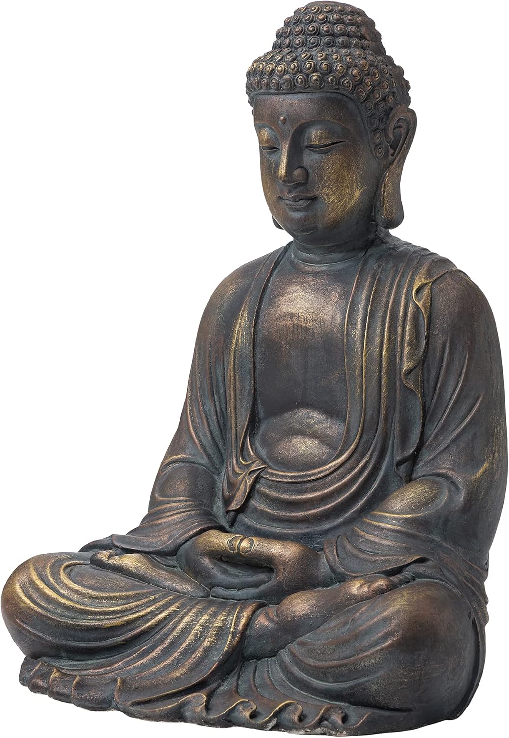 Glitzhome GH20384 22.75" Indoor Outdoor Sitting Meditating Buddha Zen Statue, 22.75 Inch Tall