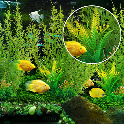 Fish Tank Accessories Large Plants, Green Fish Tank Decorations, Aquarium Decor Plastic Plants 3pcs