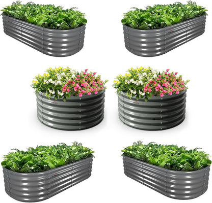 A ANLEOLIFE 6-Pack 4X4X1.5ft & 6X2X1.5ft Deep Root Galvanized Raised Garden Beds Outdoor for