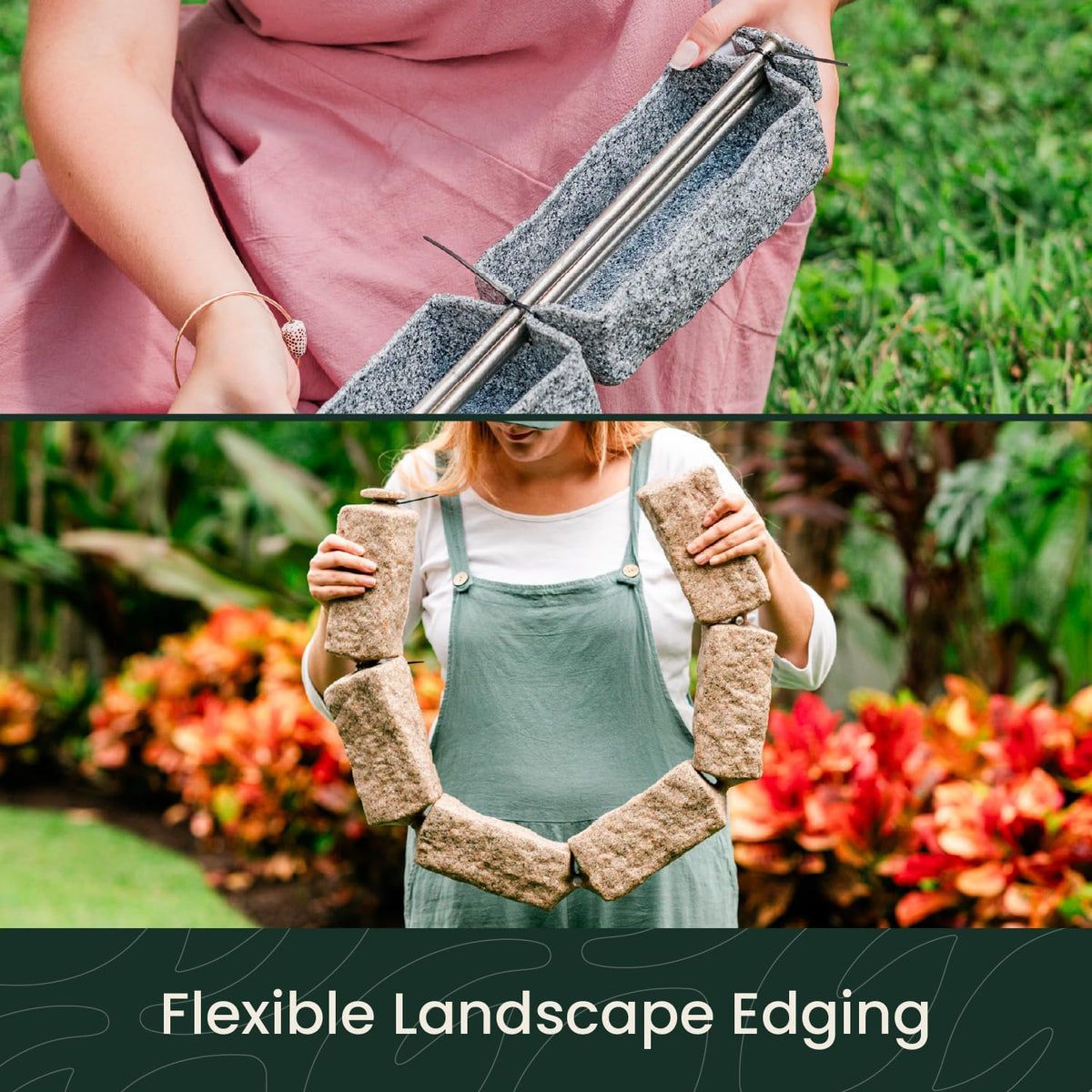 Beuta Landscape Edging | Garden Edging Border | Faux Stone Bricks for Lawn Edging, Flower beds