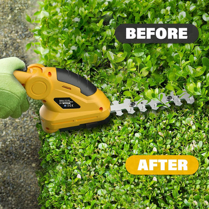 7.2V Cordless Hedge Trimmer & Grass Shears, 2 in 1 Electric Handheld Shrub Trimmer, Lightweight