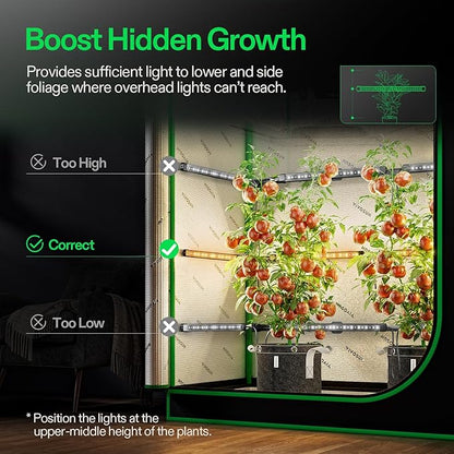 VIVOSUN Lumaray LED Grow Light Bars 16”(4-Bar), Full Spectrum Side Lighting with 60% Red Light up
