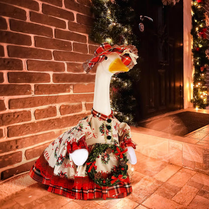 Suzile Christmas Wreath Outfit Clothes for 23 Inch High Cement or Plastic Geese Ghost Lawn Porch