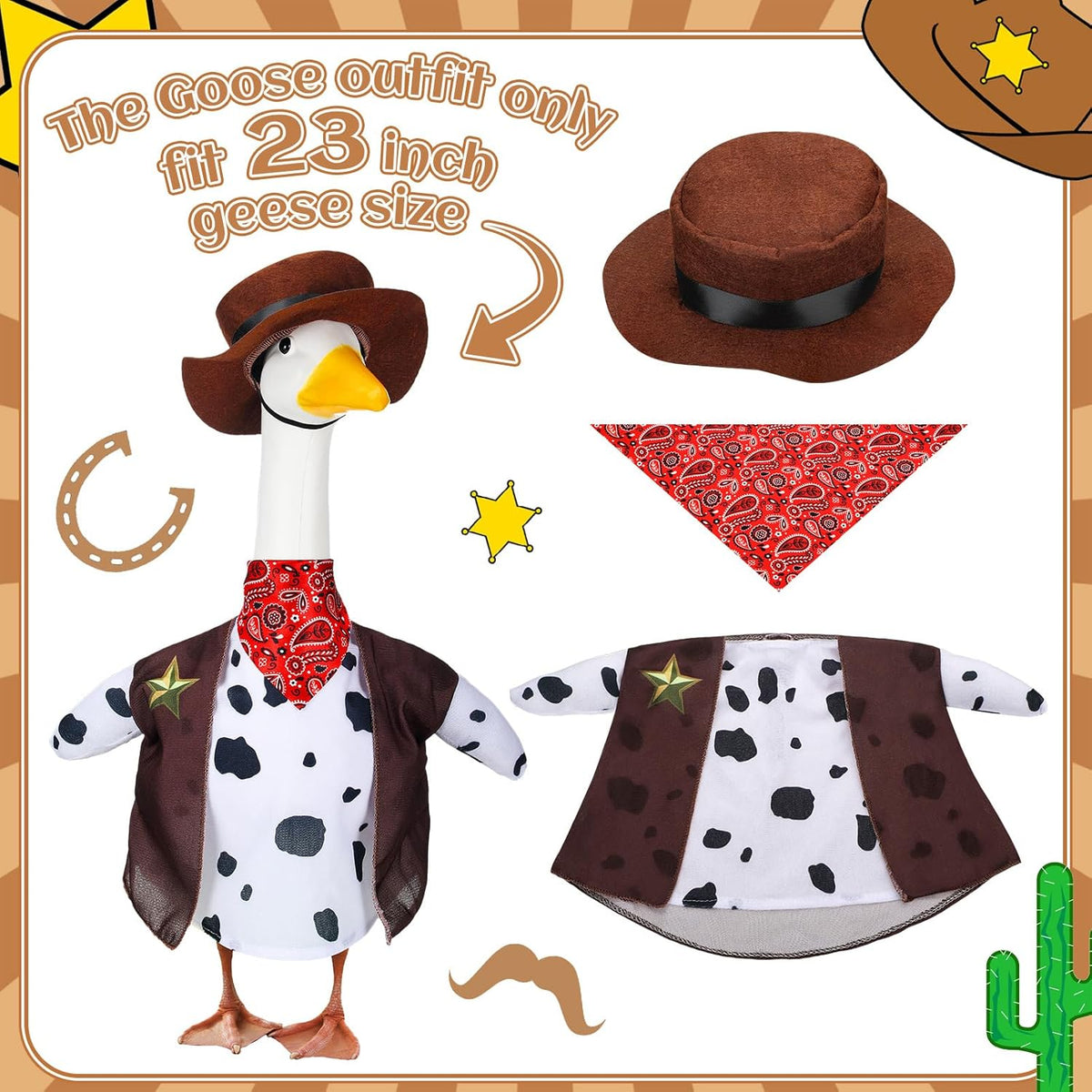 Halloween Goose Outfits for 23'' High Cement or Plastic Porch Lawn Goose Clothes for Garden Yard