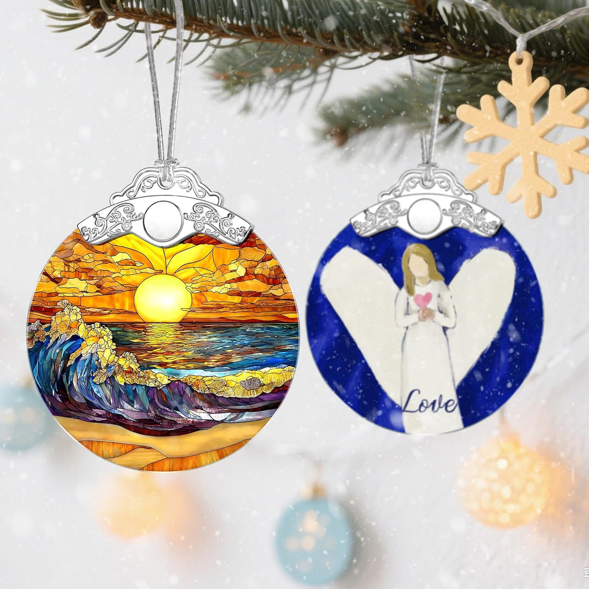 Stained Glass Ornament, Christmas Ornaments, Christmas Decorations for Tree, Holiday Ornament