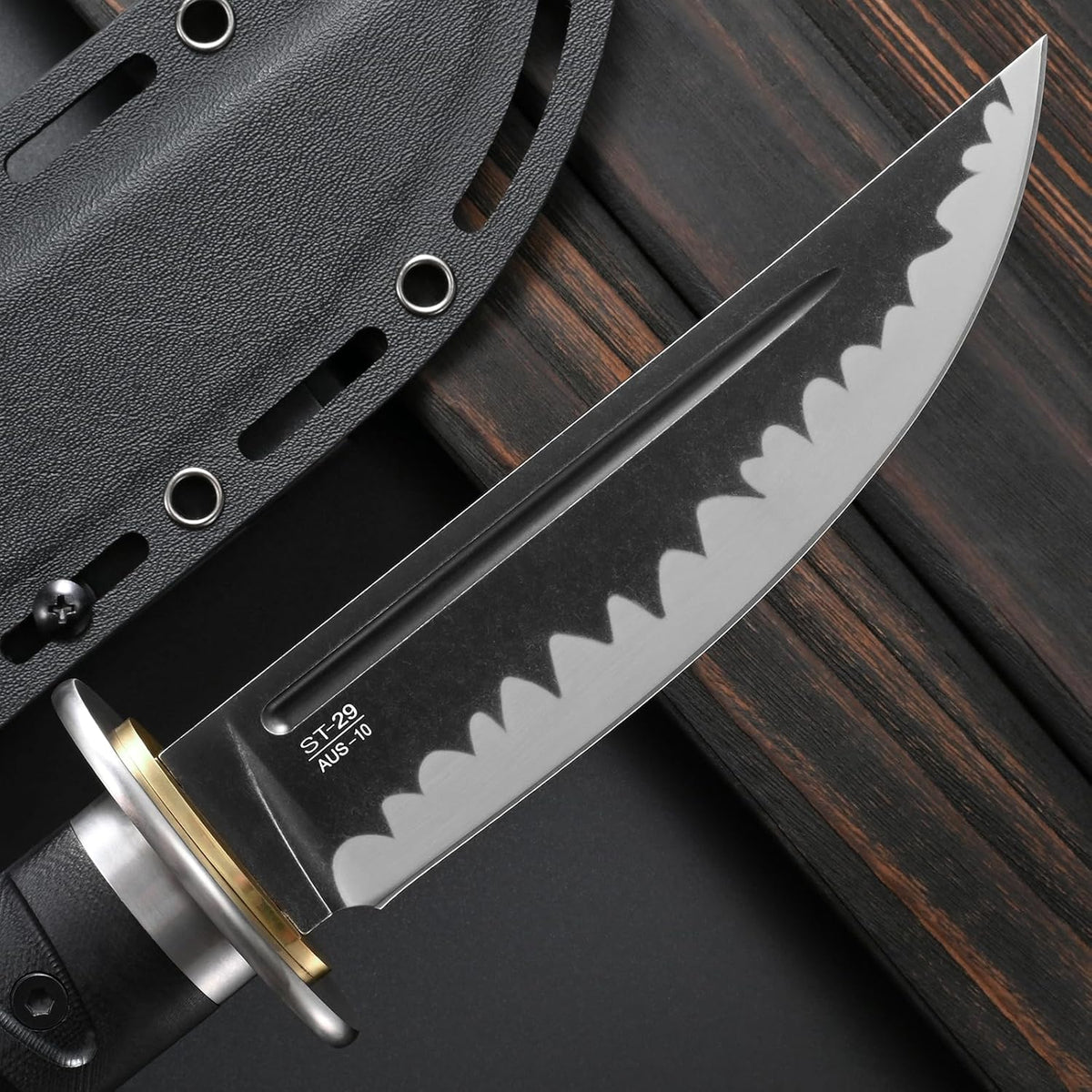 Sitivien ST29 Fixed Blade Knife, AUS-10 Steel Blade G10 Handle Full Tang Bowie Knife for Outdoor
