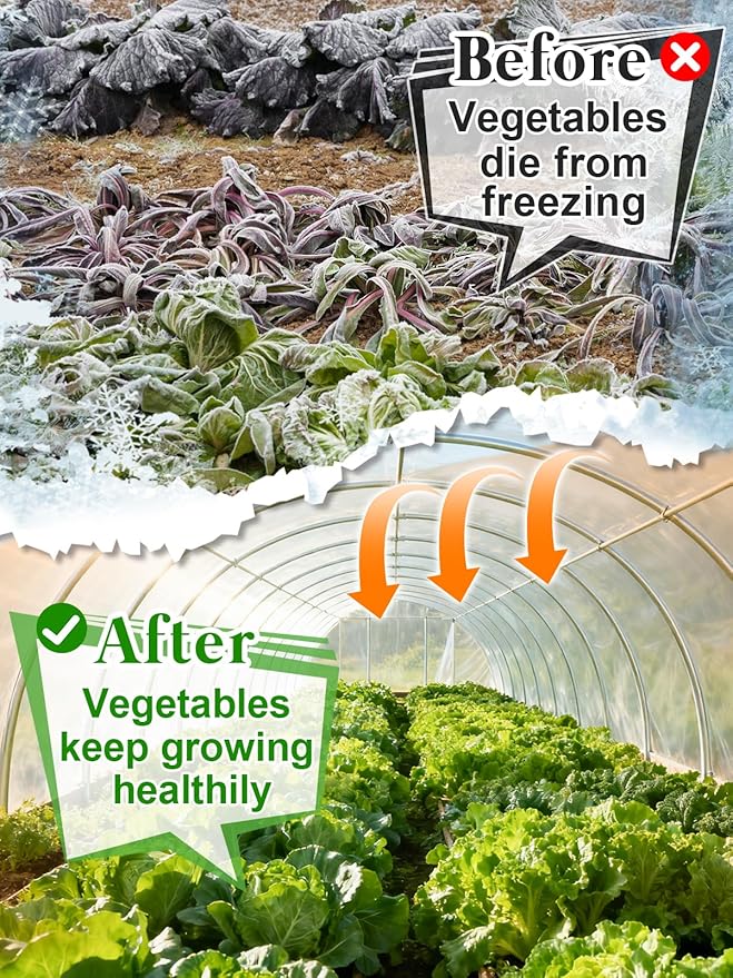 Alphatool Greenhouse Cover Plastic Sheeting - 12 x 25 ft Plant Covers Freeze Protection, Frost
