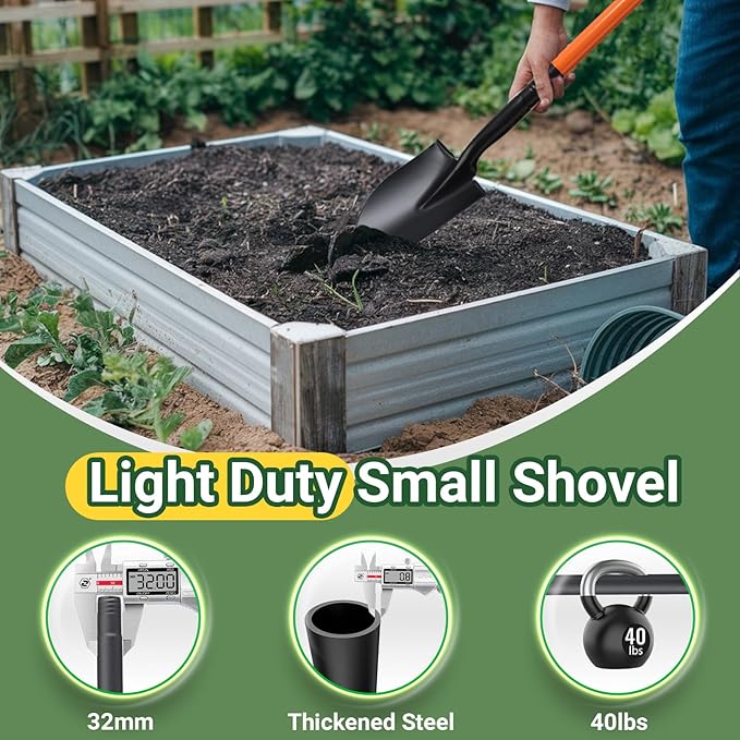 Small Shovels for Digging, Garden Spade Shovel Beach Shovels with 43.3in Handle,Heavy Duty Portable