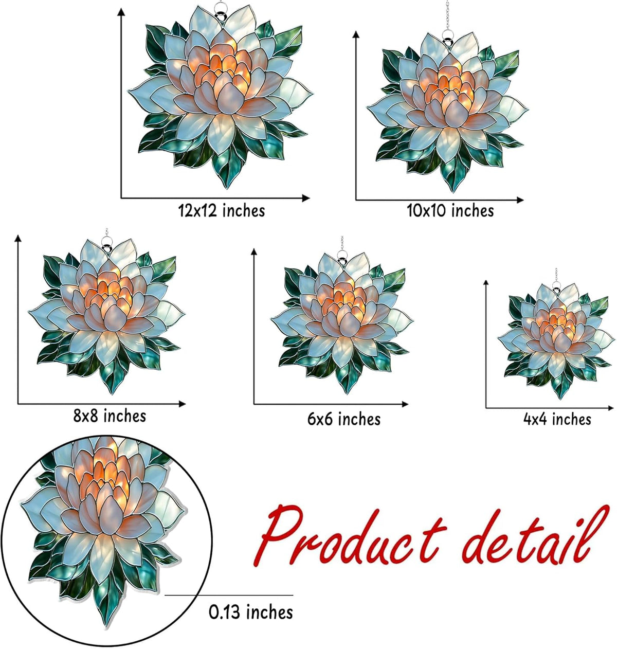 Mandala Lotus Flower Acrylic Suncatcher Stained Glass Effect Window Car Hanging Christmas Ornament