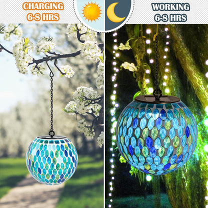 Solar Lanterns Outdoor Waterproof Hanging Solar Mosaic Lantern Outdoor Hanging Lights Waterproof