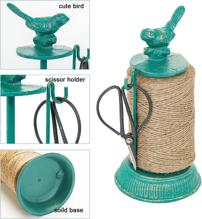 Sungmor Cast Iron Garden Twine Holder Set - 1300ft. Natural Jute Twine String & Rope Rack &
