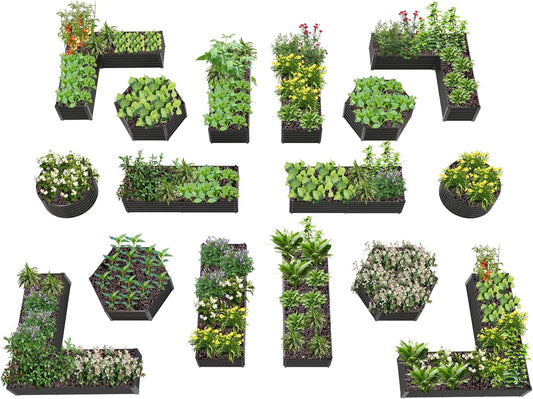 A ANLEOLIFE 16-Pack Deep Root Galvanized Raised Garden Beds Outdoor for Planting Vegetables Flowers