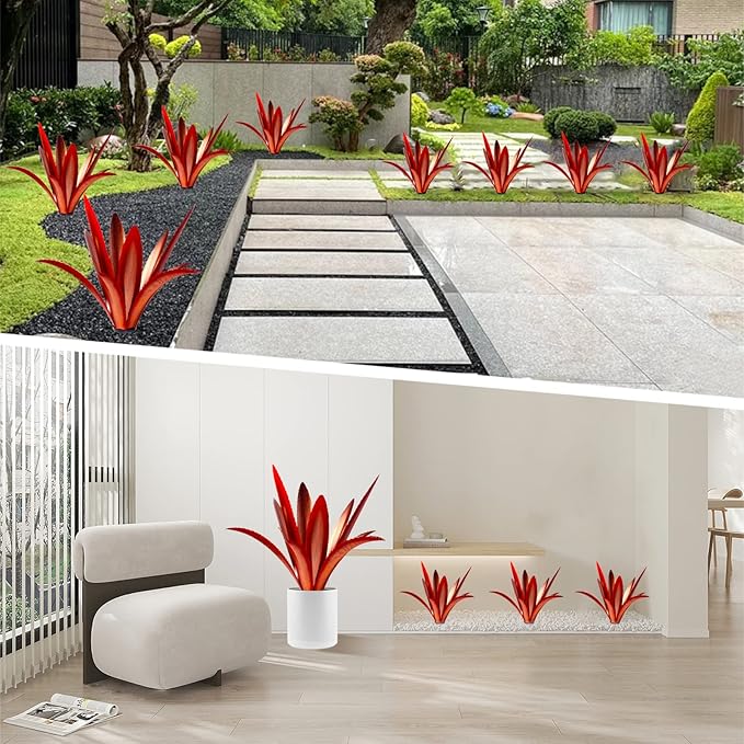 TOMBABY Enlarge Thickened Wind Resistant Metal Agave Garden Art Metal Plant Country Garden