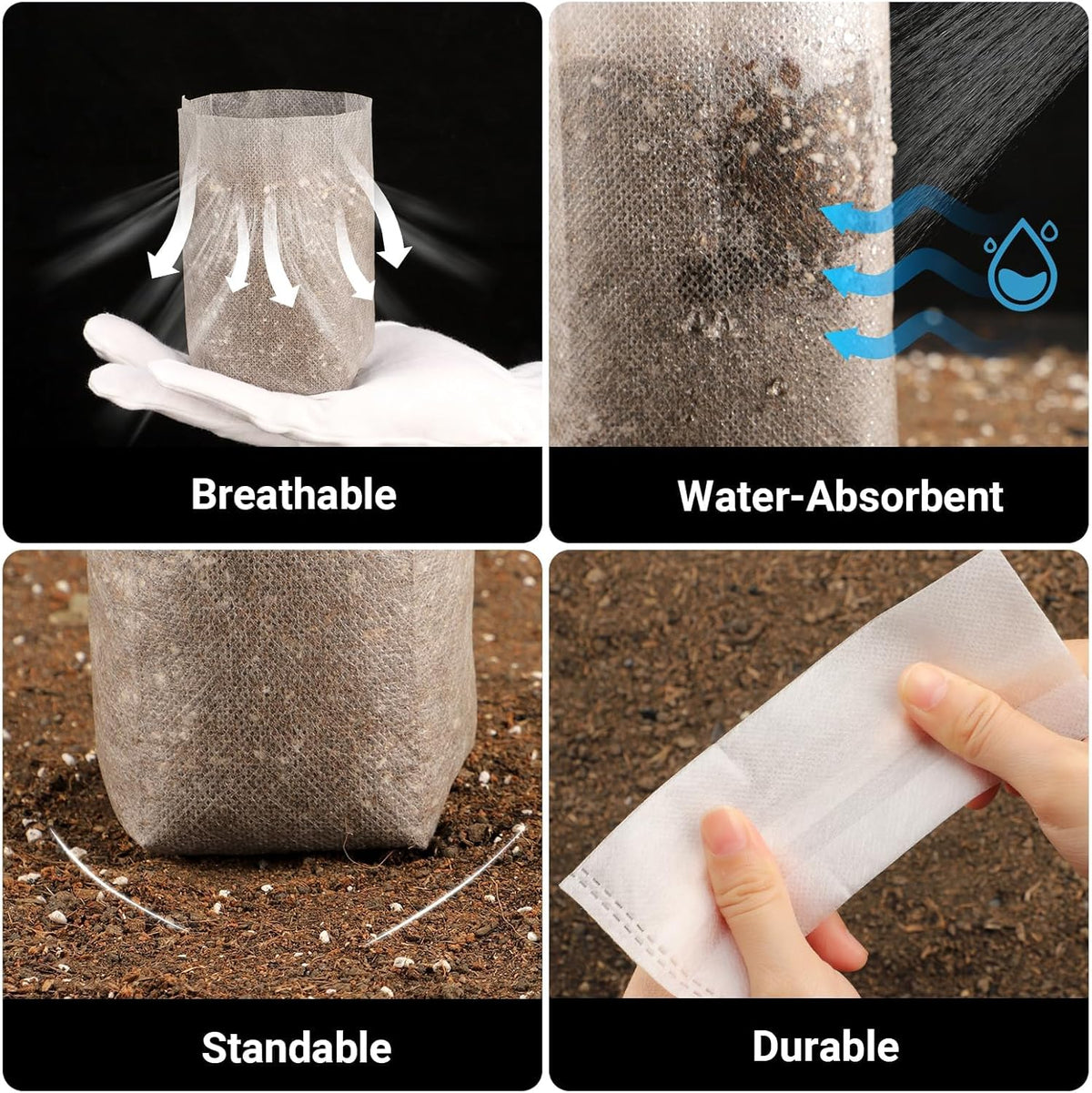 Non-Woven Nursery Bags, 200PCS 5x6 inch Fabric Planter for Plants Tree Seedling, Seed Starting Soil