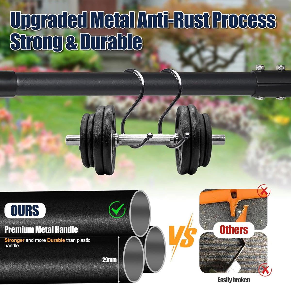 Heavy Duty Edger Lawn Tool, 34-49 in Adjustable Carbon Steel Weed Cutter with Comfort-Grip Rubber